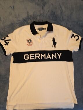 Polo by Ralph Lauren White & Black 'Germany' Stripe Men's Polo